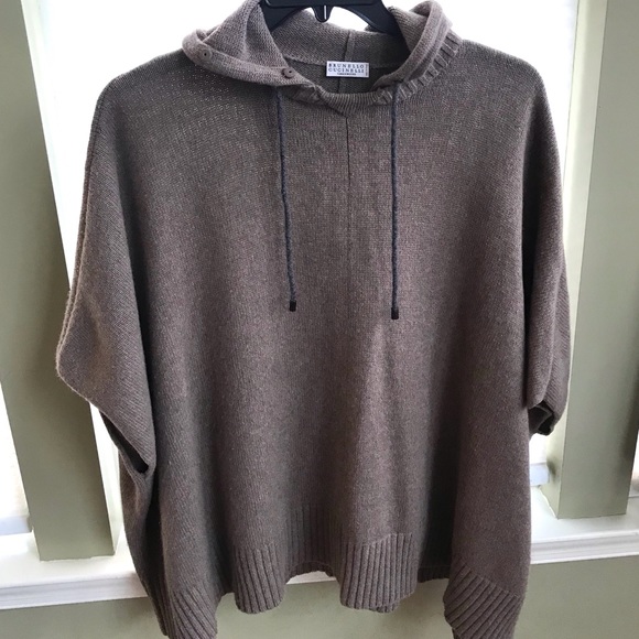 Brunello Cucinelli Sweaters - Brunello Cucinelli cashmere poncho w/ hood L Italy